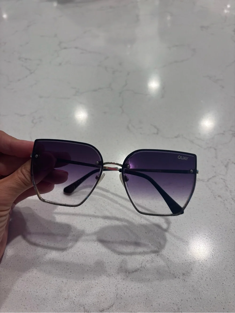 Quay Australia Gradient Black to Purple Oversized Square Sunglasses